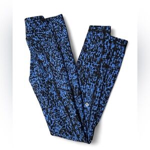 Lululemon Speed Up Tight Leggings Size 4 Blue Black Print Running Yoga NWOT zip